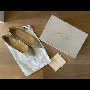 Jimmy Choo Lame Glitter Gold pumps in size 39 1/2